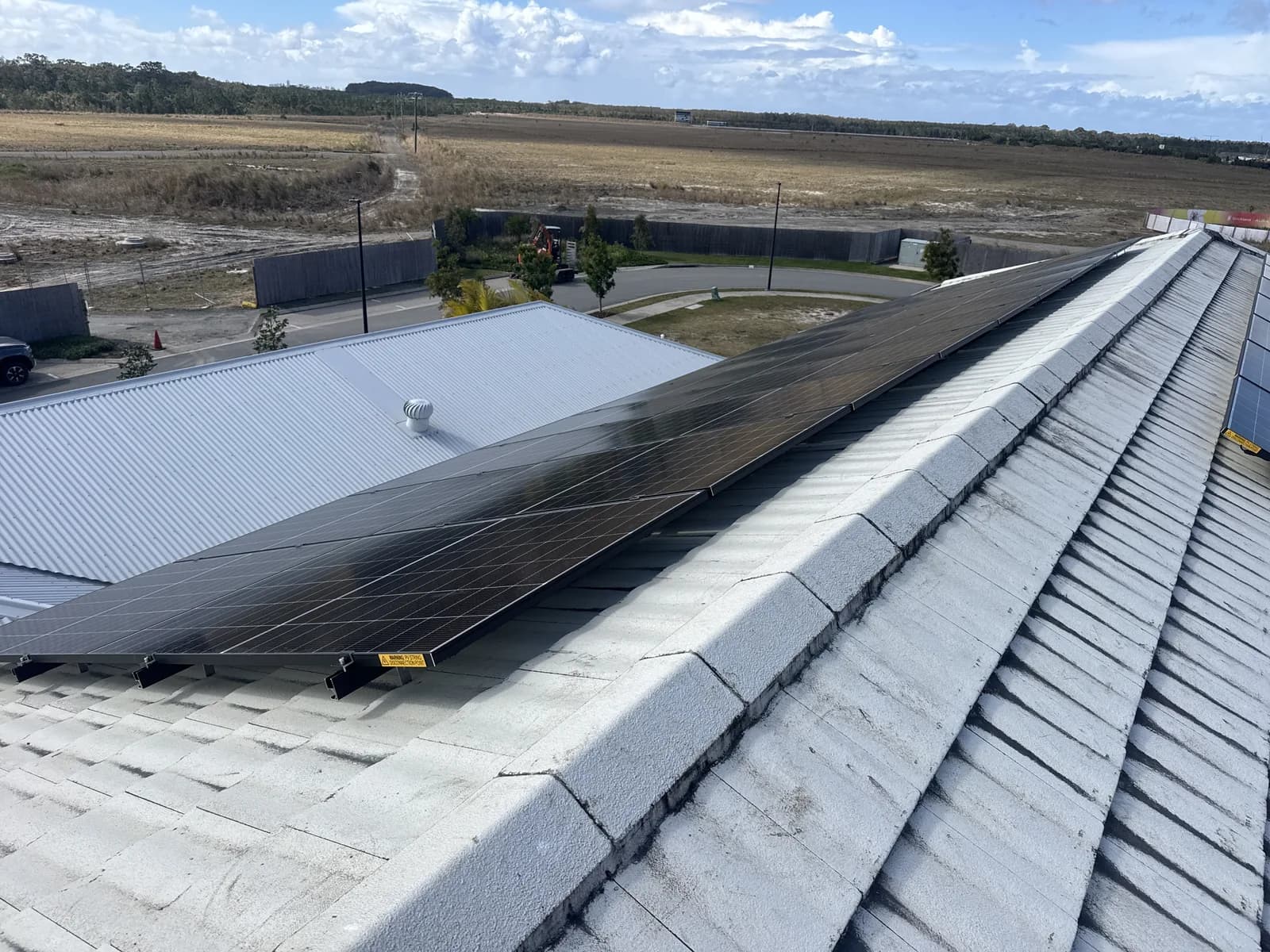 Rooftop solar array on a new home at Aura